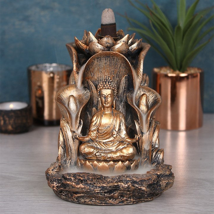 Bronze Buddha Backflow Incense Burner 13.5cm