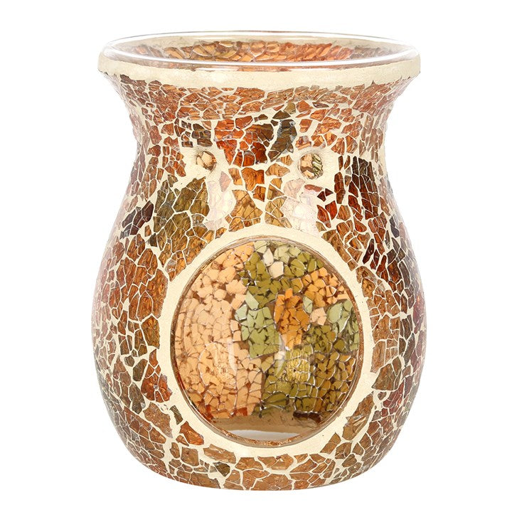 Large Brown Crackle Oil Burner and Wax Warmer 13.5cm
