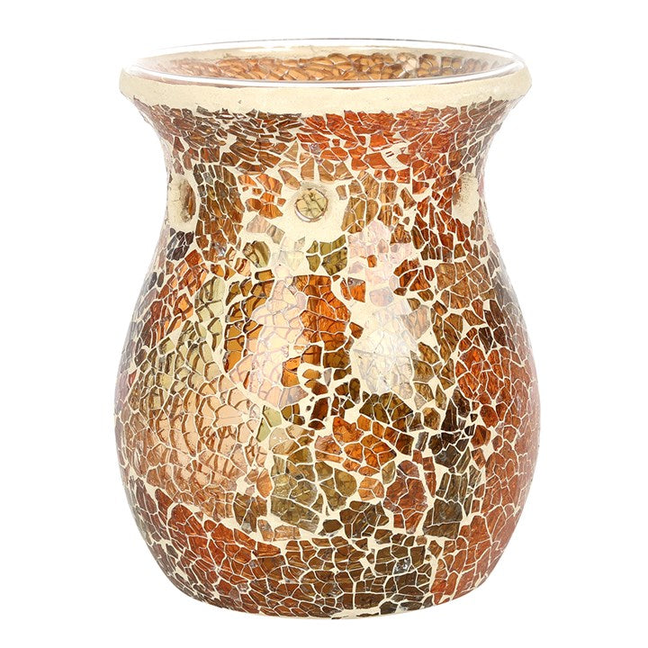 Large Brown Crackle Oil Burner and Wax Warmer 13.5cm