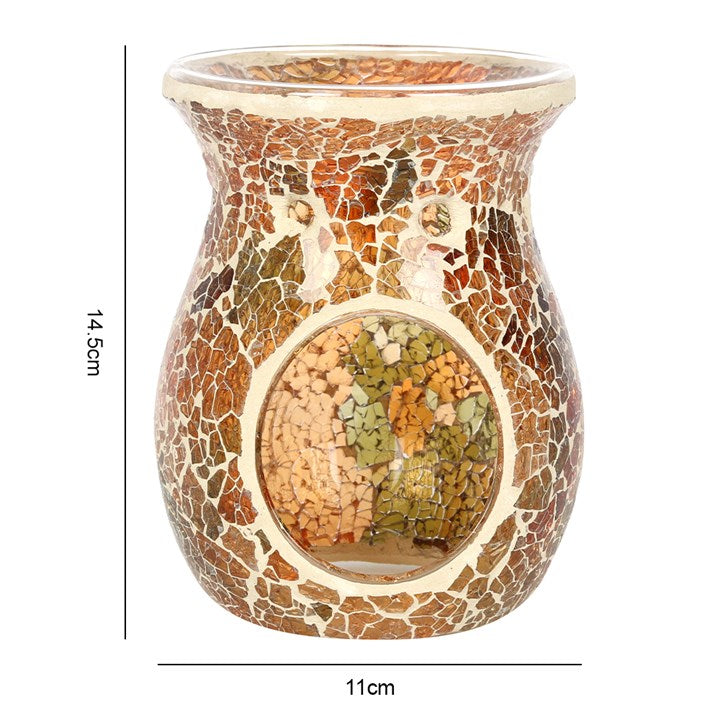 Large Brown Crackle Oil Burner and Wax Warmer 13.5cm
