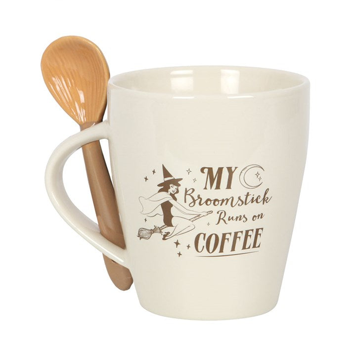 My Broomstick Runs on Coffee Mug and Spoon Set 12cm