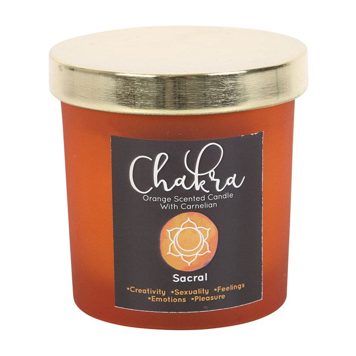 Sacral Chakra Orange Crystal Chip Candle 8cm
