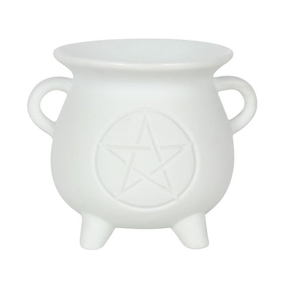 White Pentagram Cauldron Oil Burner and Wax Warmer