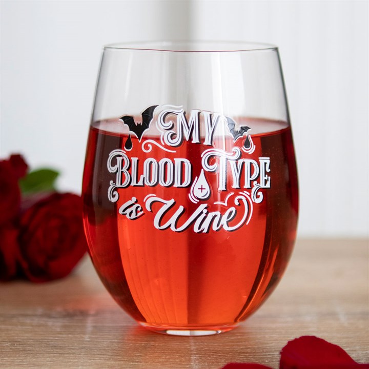 My Blood Type is Wine Stemless Wine Glass 12cm
