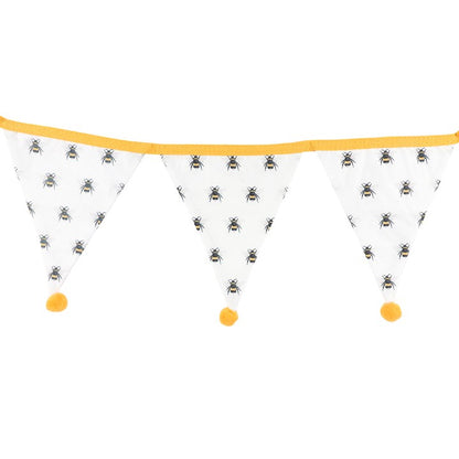 White All Over Bee Print Fabric Bunting