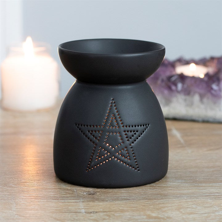 Black Pentagram Cut Out Oil Burner 10cm