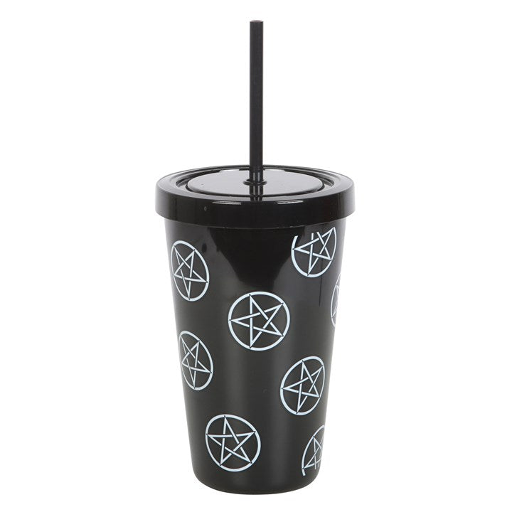 Pentagram Plastic Tumbler with Straw 23.5cm