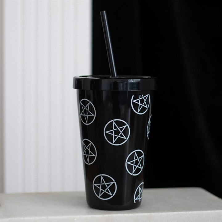 Pentagram Plastic Tumbler with Straw 23.5cm