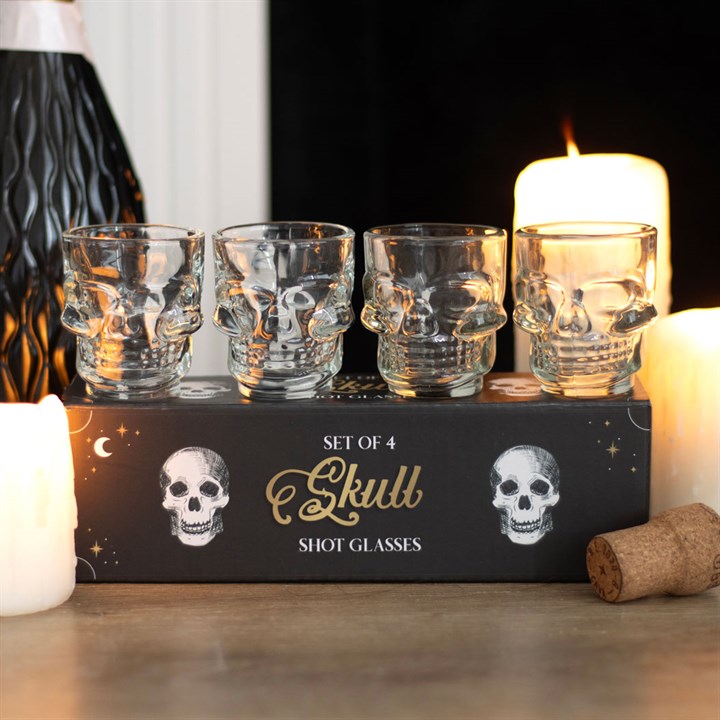 Set of 4 Skull Shot Glasses Set 6cm