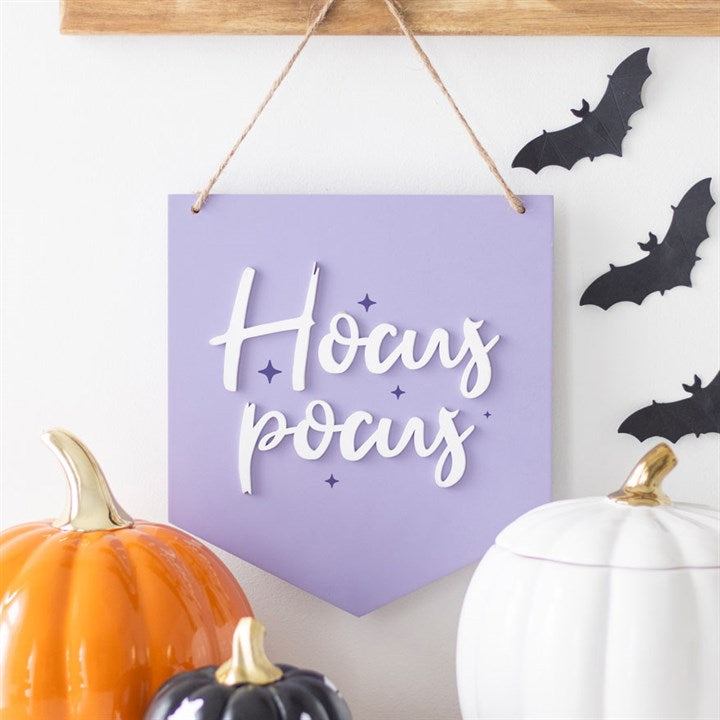 Purple Hocus Pocus Hanging Sign 22cm
