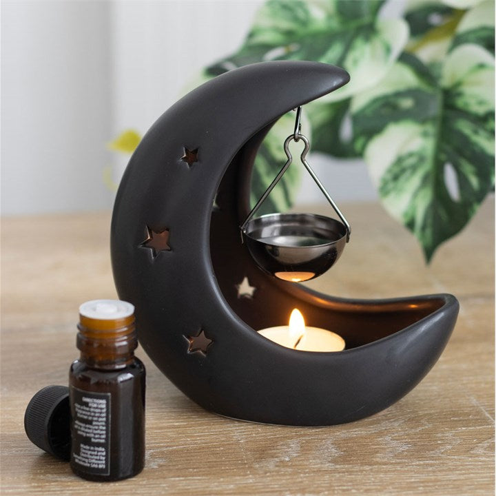 Black Crescent Moon Hanging Oil Burner 13.5cm
