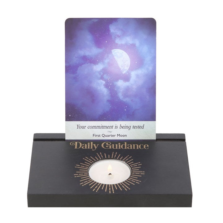 Black Daily Guidance Tarot Card Stand Tealight Holder 15cm