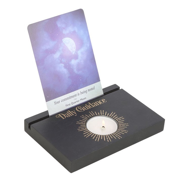 Black Daily Guidance Tarot Card Stand Tealight Holder 15cm