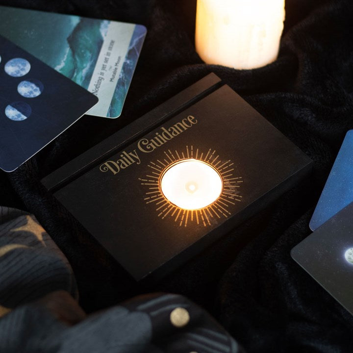 Black Daily Guidance Tarot Card Stand Tealight Holder 15cm