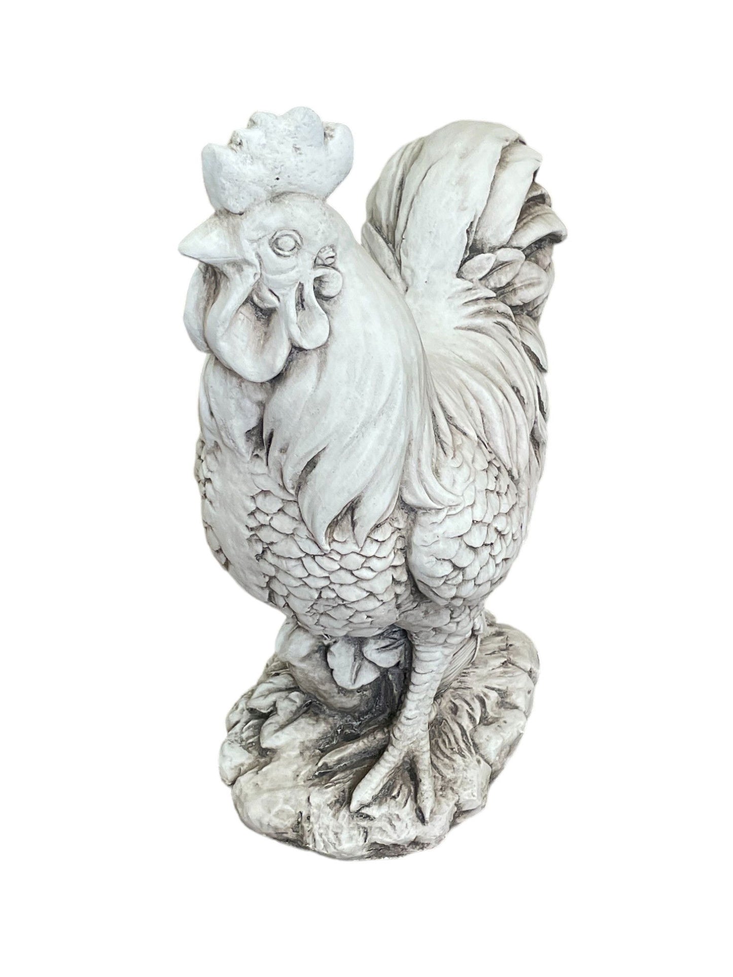 Stone Effect White Cockerel Statue