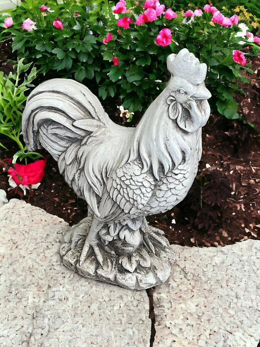 Stone Effect White Cockerel Statue