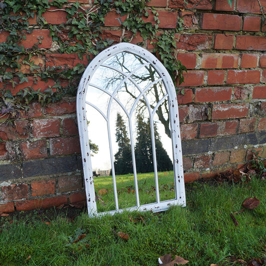 Large White Vintage Arched Mirror H100cm