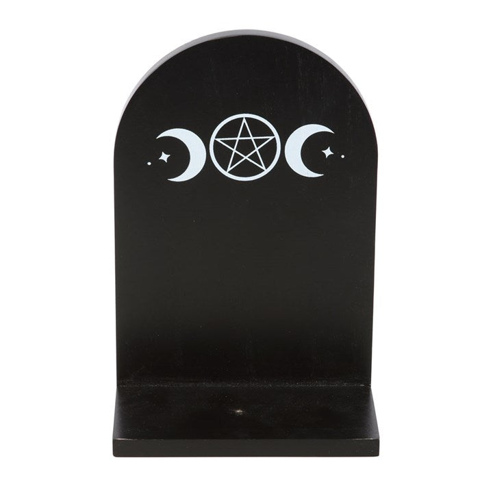 Black Triple Moon Incense Holder Shelf 18.5cm
