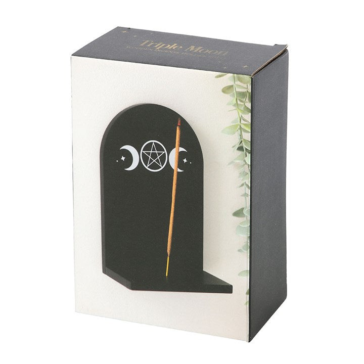 Black Triple Moon Incense Holder Shelf 18.5cm