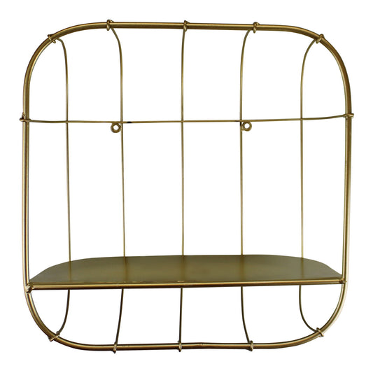 Gold Metal Wall Storage Shelf, Basket Design