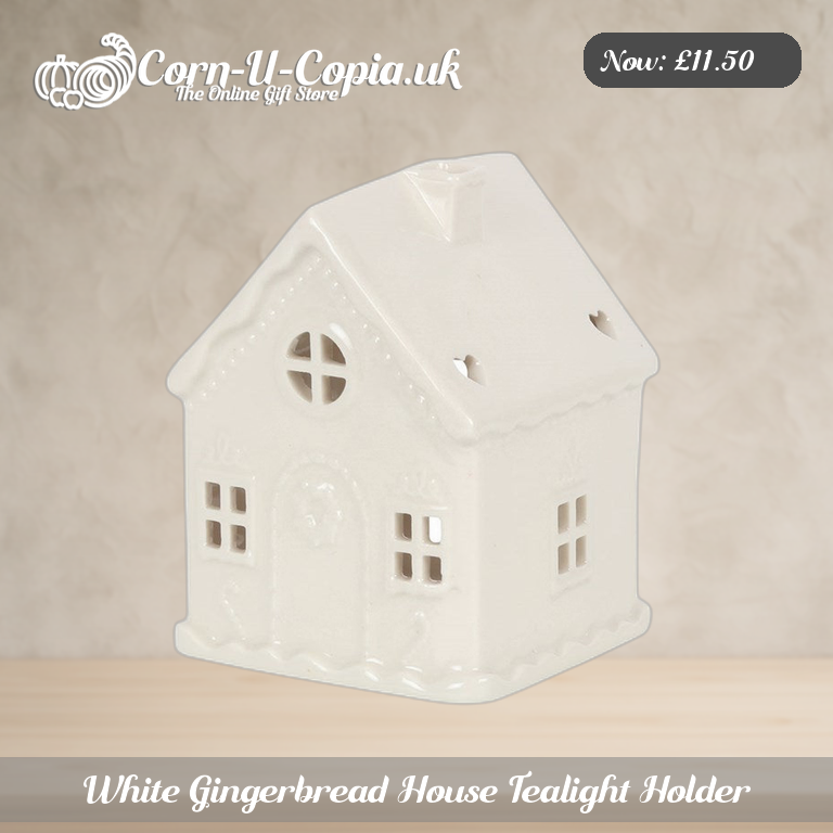 White Gingerbread House Tealight Holder Ad 1