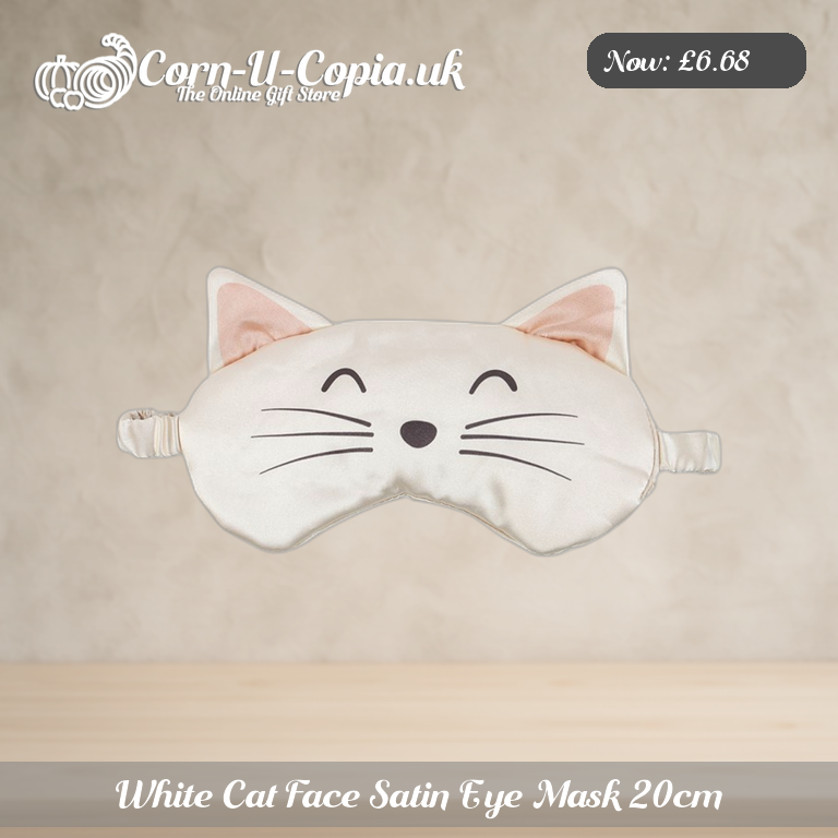 White Cat Face Satin Eye Mask 20cm Ad 1