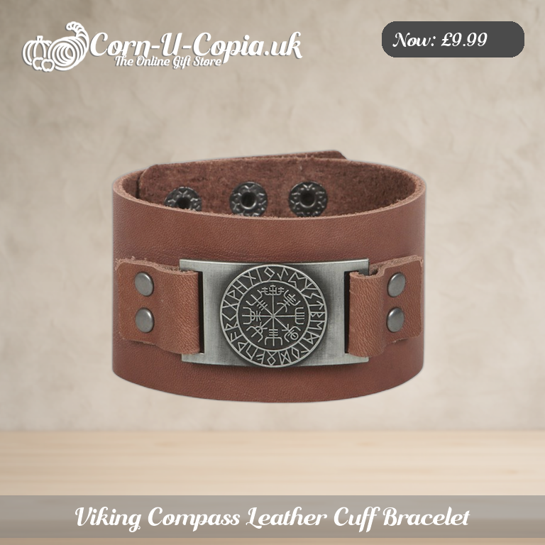Viking Compass Leather Cuff Bracelet Ad 1