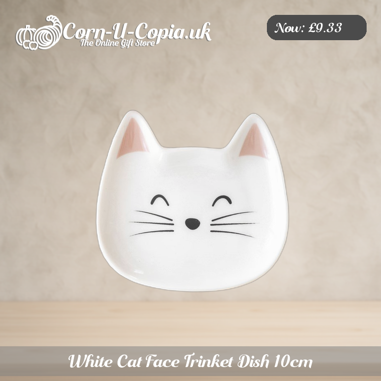 White Cat Face Trinket Dish 10cm Ad 1