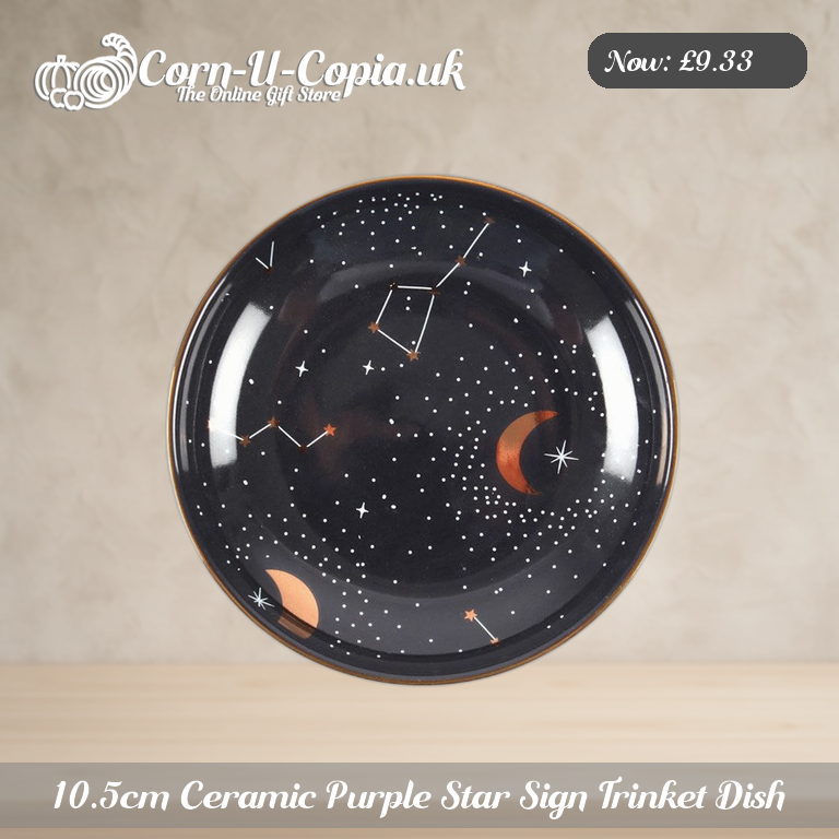 10.5cm Ceramic Purple Star Sign Trinket Dish Ad 1