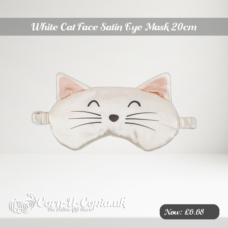 White Cat Face Satin Eye Mask 20cm Ad 2
