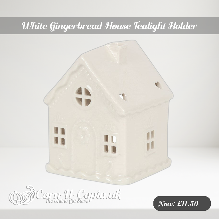 White Gingerbread House Tealight Holder Ad 2