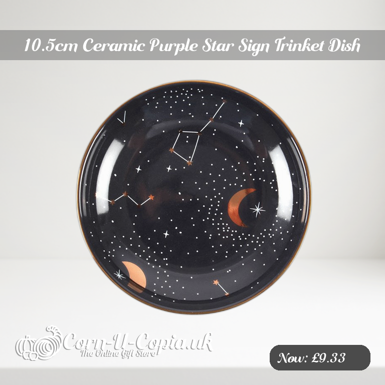 10.5cm Ceramic Purple Star Sign Trinket Dish Ad 2