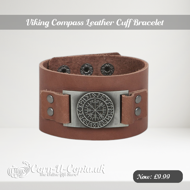 Viking Compass Leather Cuff Bracelet Ad 2