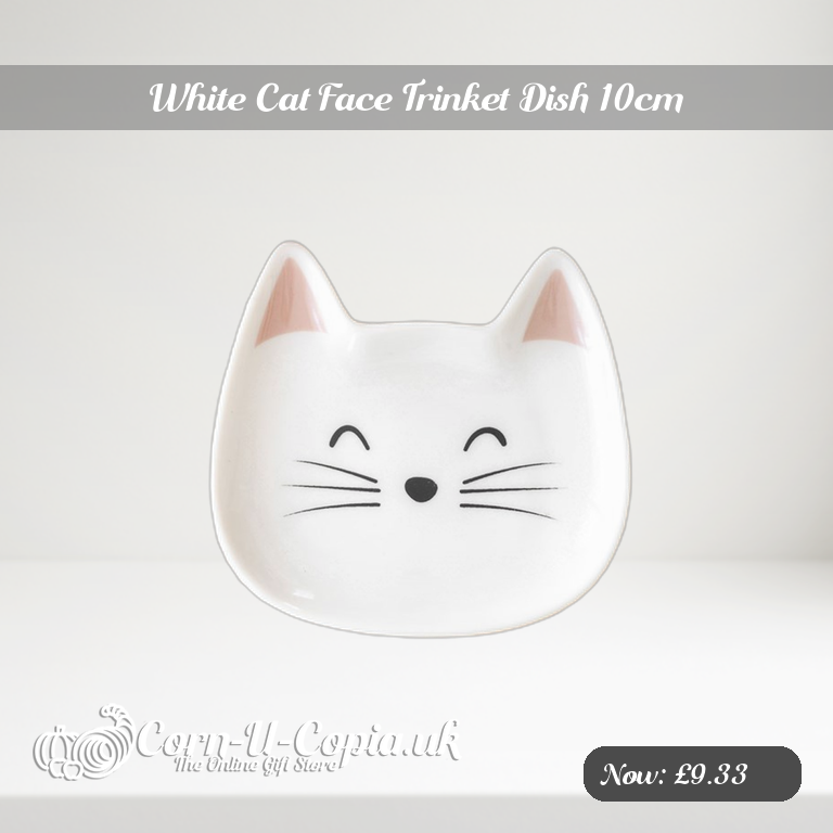 White Cat Face Trinket Dish 10cm Ad 2
