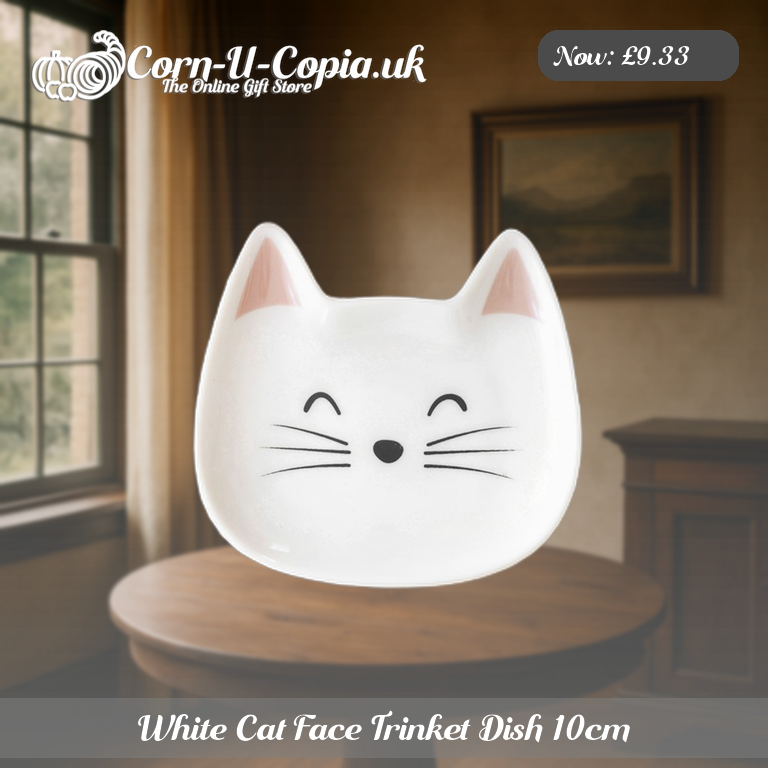 White Cat Face Trinket Dish 10cm Ad 3