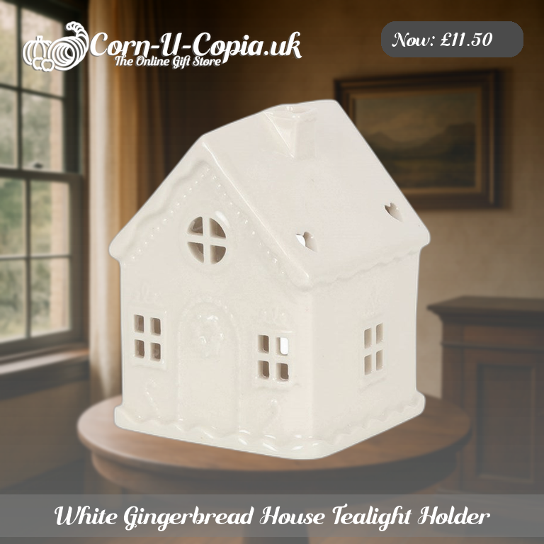 White Gingerbread House Tealight Holder Ad 3