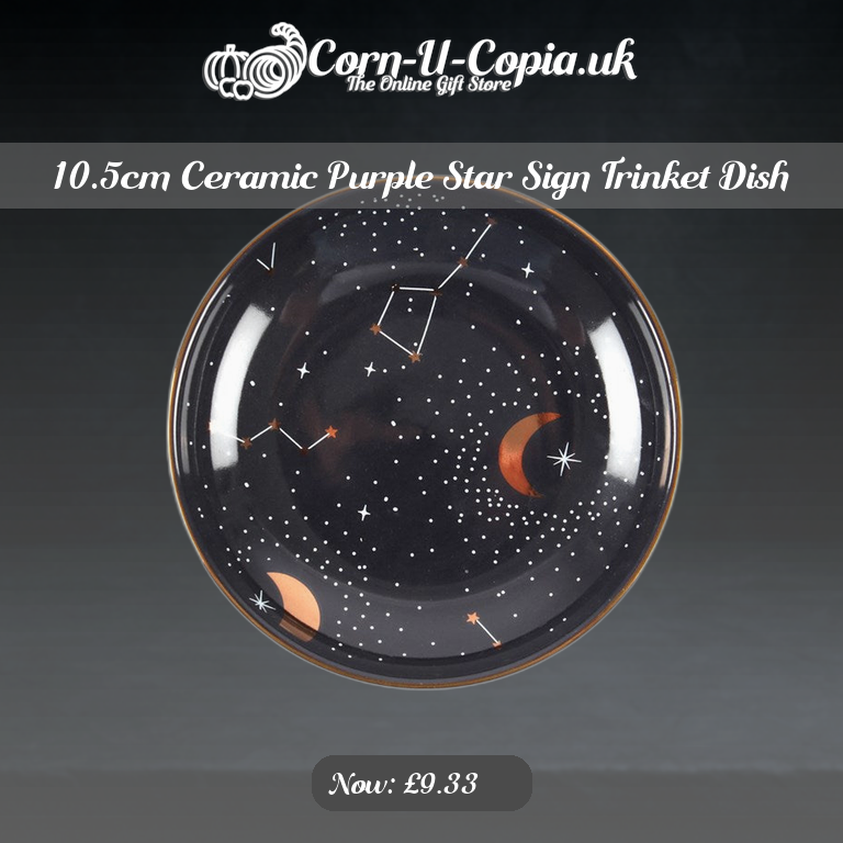 10.5cm Ceramic Purple Star Sign Trinket Dish Ad 4