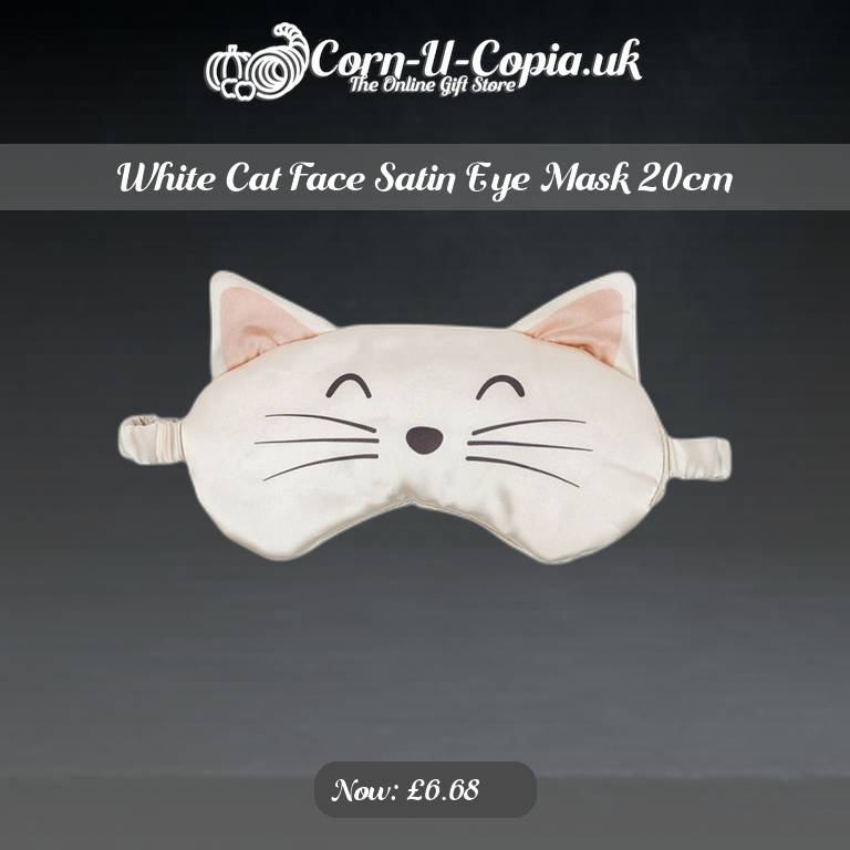 White Cat Face Satin Eye Mask 20cm Ad 4