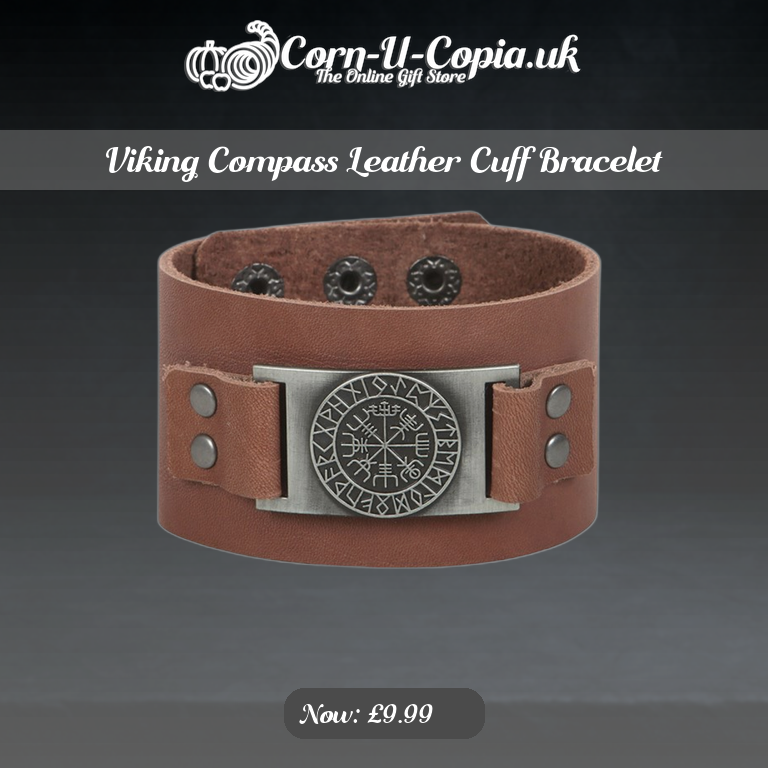 Viking Compass Leather Cuff Bracelet Ad 4