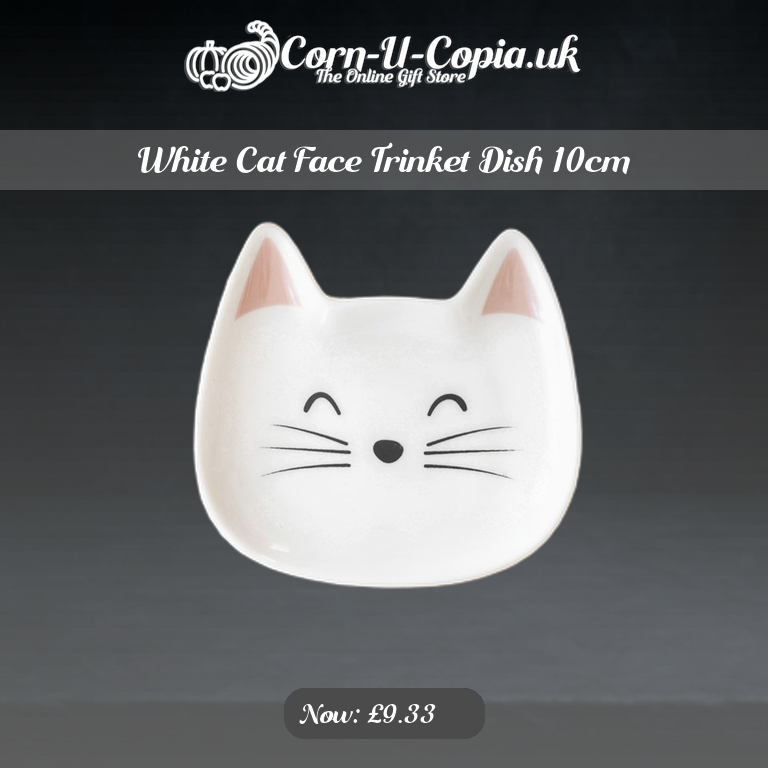 White Cat Face Trinket Dish 10cm Ad 4