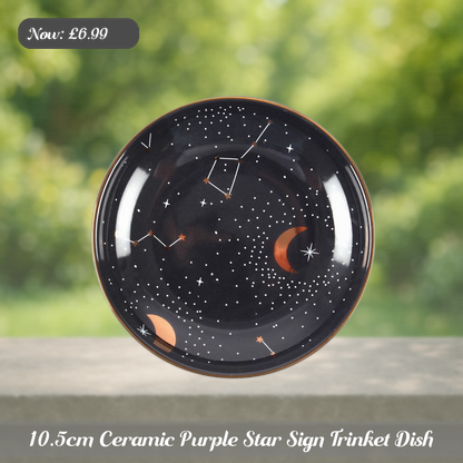 10.5cm Ceramic Purple Star Sign Trinket Dish Ad 5