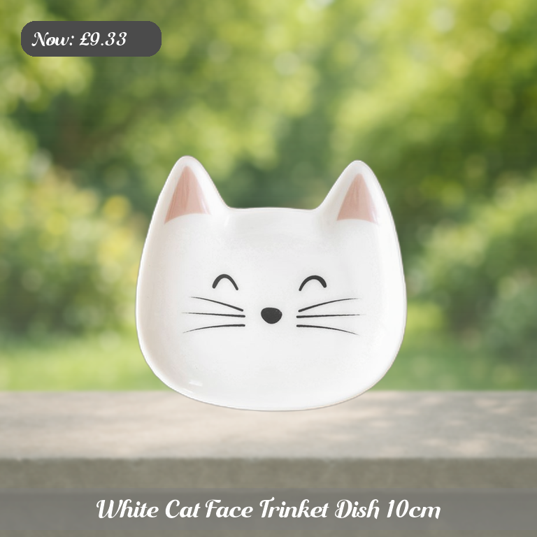 White Cat Face Trinket Dish 10cm Ad 5