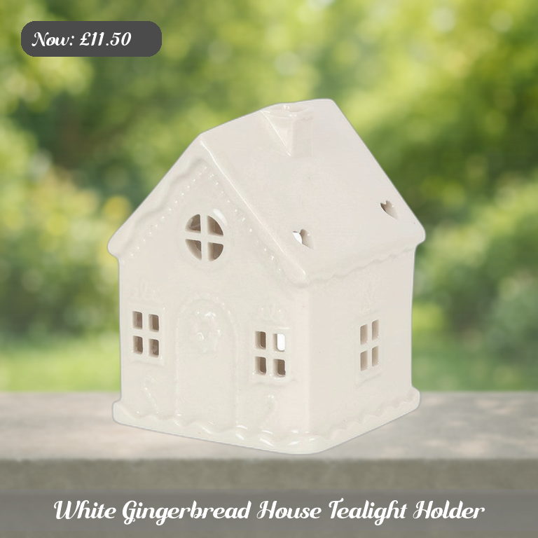 White Gingerbread House Tealight Holder Ad 5