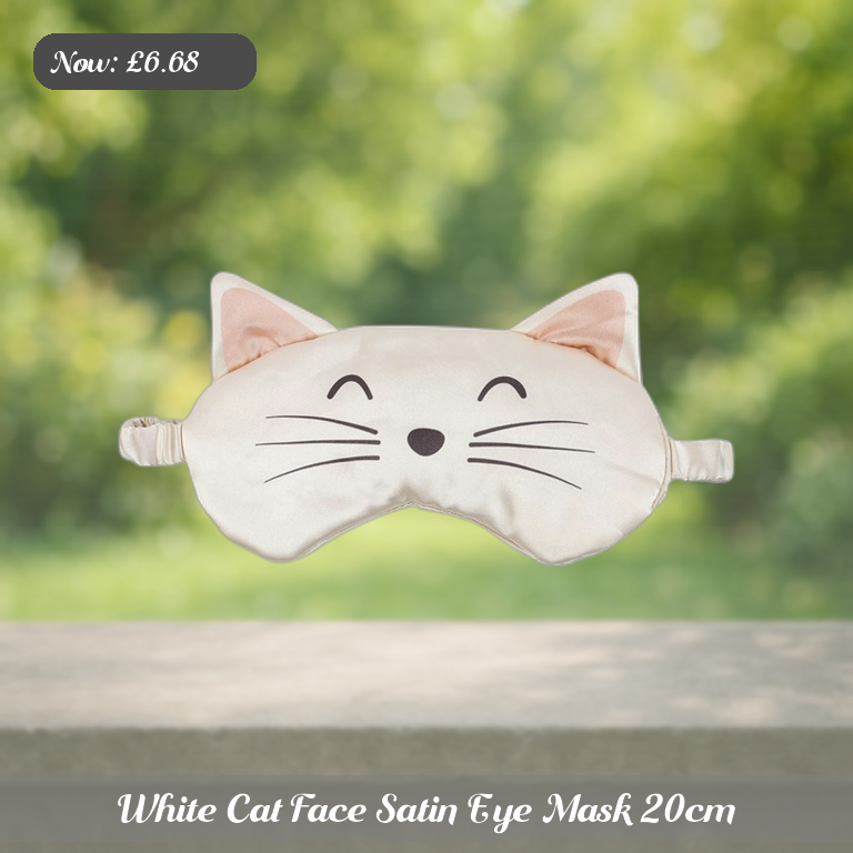 White Cat Face Satin Eye Mask 20cm Ad 5