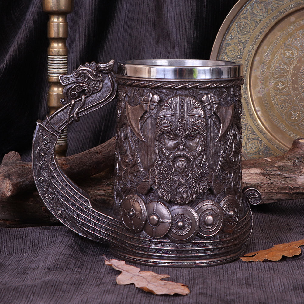 Bronze Drakkar Viking Tankard 15cm