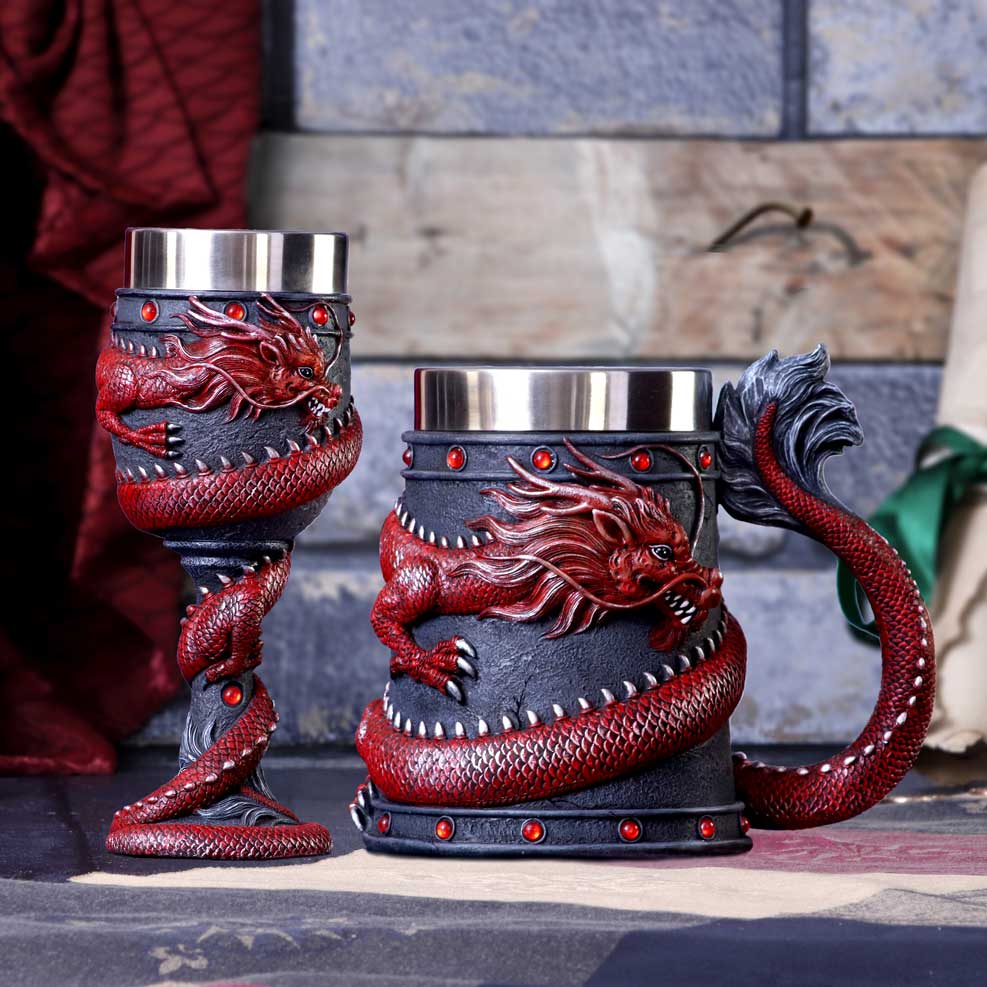 Dragon Coil Goblet Red 20cm