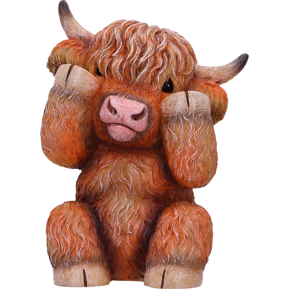 Three Wise Highland Cows 9.6cm