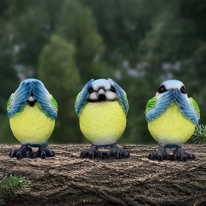 Three Wise Blue Tits