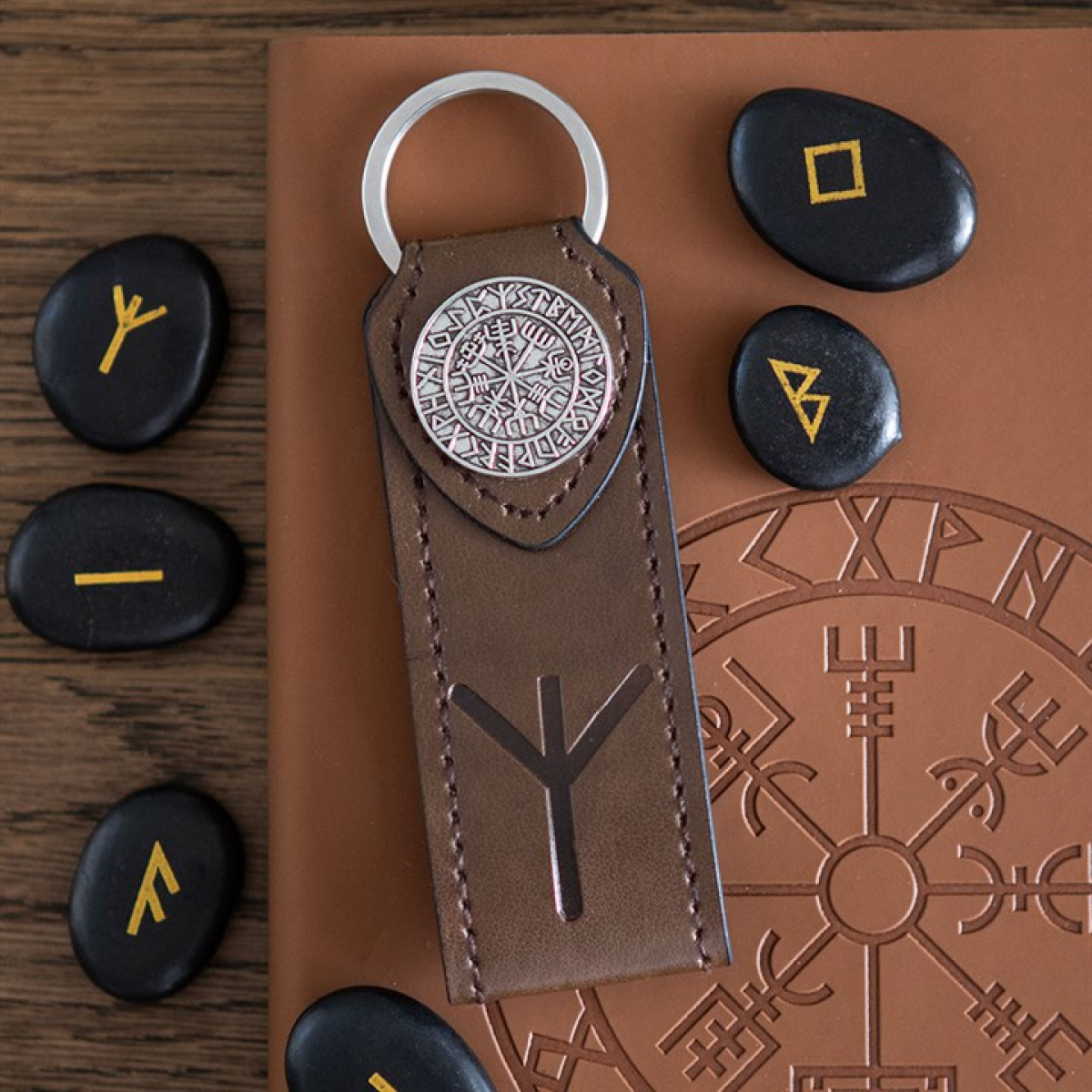 Protection Viking Rune Faux Leather Keyring 11cm