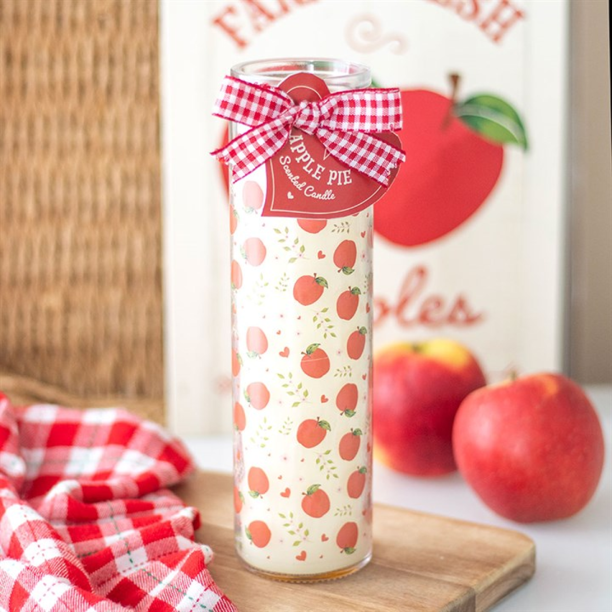 Apple Print Apple Pie Tube Candle 21cm